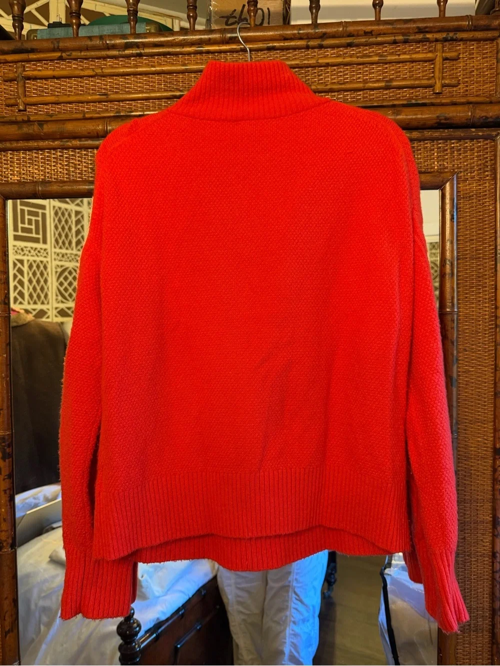 J. Crew Men's Bright Red Cable-Knit Half-Zip Sweater